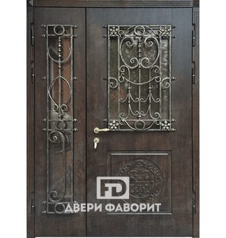 Стальная двухстворчатая дверь со стеклом, терморазрыв