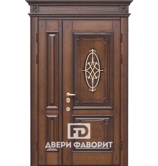 Дверь двухстворчатая (терморазрыв) с ковкой и стеклом