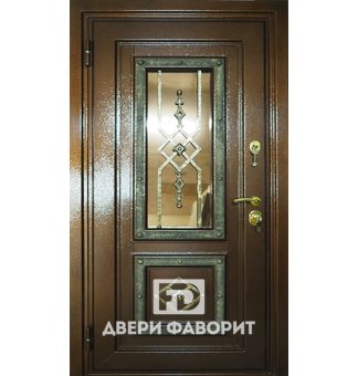 Стальная уличная дверь с коваными элементами